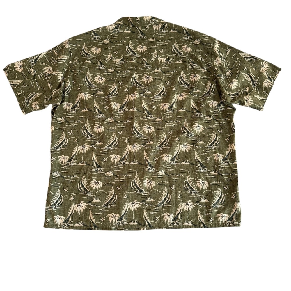 Reyn Spooner x UNIQLO XL‎ Green Sailboat Palm Tree Men's Camp Shirt 444646 - Picture 3 of 10